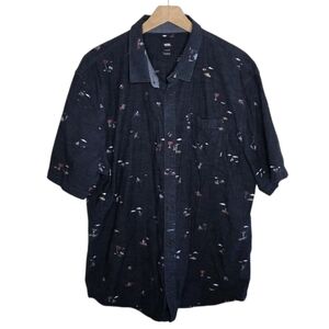 Vans | Tres Palmas Beach Scenes Short Sleeve Button Front Shirt Size XXL